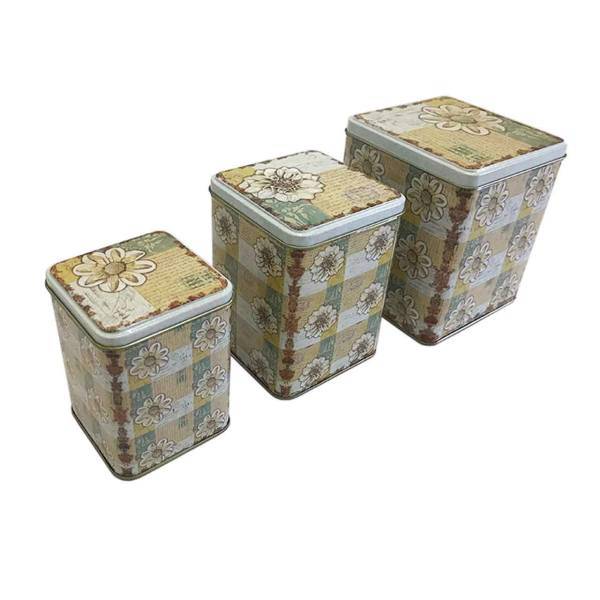 قوطی فلزی مدل GH002 مجموعه سه عددی، GH002 Vintage Patterned Box Pack Of 3