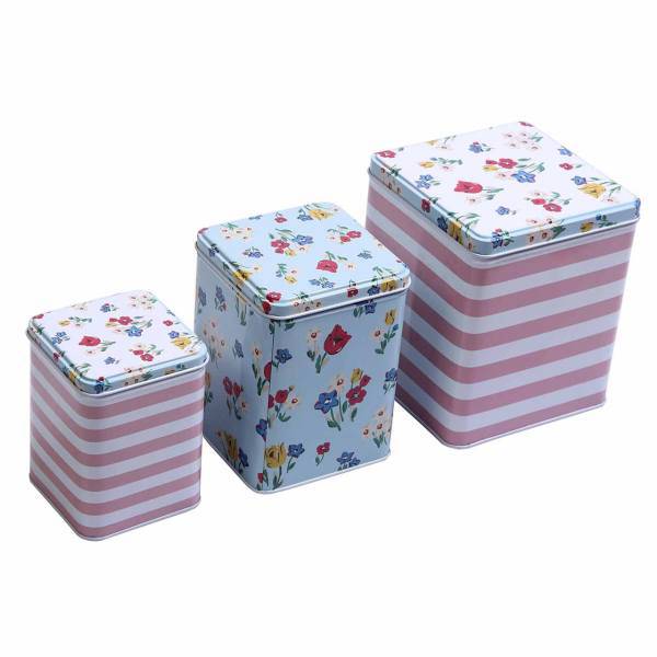 قوطی فلزی مدل GH001 مجموعه سه عددی، GH001 Vintage Patterned Box Pack Of 3