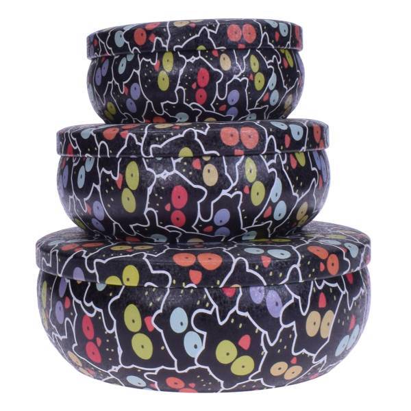 جعبه فلزی ترانه مدل black owl بسته 3 عددی