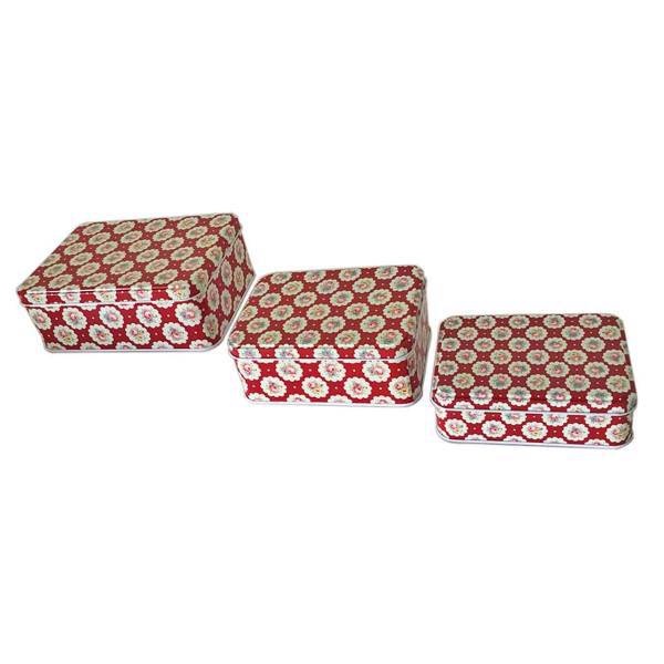 قوطی فلزی مدل GH018 مجموعه سه عددی، GH018 Vintage Patterned Box set 3 pcs