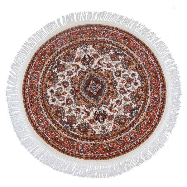 فرش ماشینی شاهکار مشهد طرح پارس میترا زمینه کرم حاشیه سرمه ای