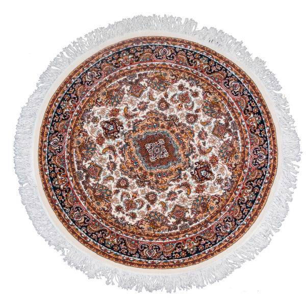 فرش ماشینی شاهکار مشهد طرح پارس میترا زمینه کرم حاشیه مسی