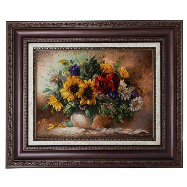 تابلو فرش گل ابریشم گالری مثالین کد 25068 طرح سبدگل