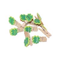 گیره چوبی طرح شبدر فانتزی بسته 10 عددی