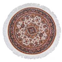 فرش ماشینی شاهکار مشهد طرح پارس میترا زمینه کرم حاشیه مسی