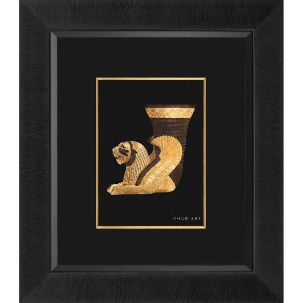 تابلوی طلاکوب زرسام طرح شیر بالدار سایز 40 × 35 سانتی متر، Zarsam Rhyton Golden Tableau Size 35 x 40 cm