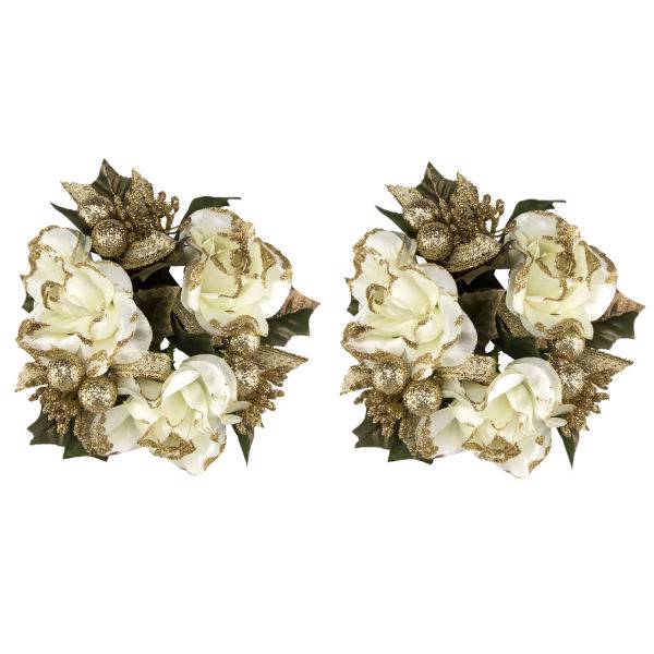 حلقه گل تزیینی رز پرانی مدل 980142 بسته 2 عددی، Perani 980142 Decorative Rose flower rings 2pcs