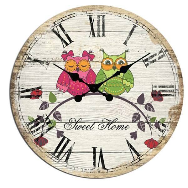 ساعت دیواری گلدن طرح جغد کد 10010129