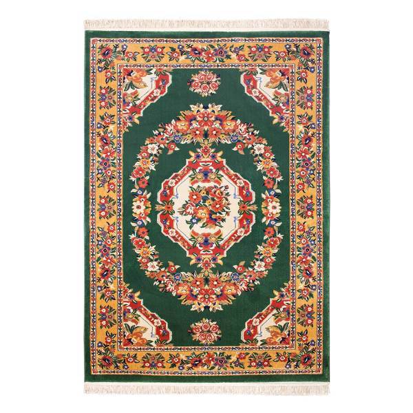 فرش ماشینی پاتریس طرح گلاب زمینه سبز