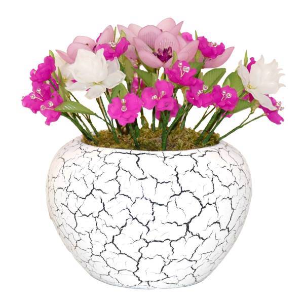 گلدان سرامیکی و گل های کریستال دست ساز سی دا کد CR01132، Sida CR01132 Crystal Flower and Ceramic Pot