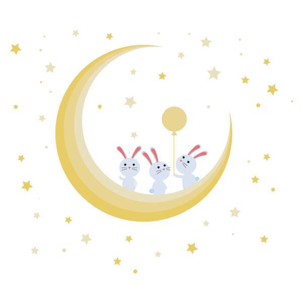 استیکر سالسو طرح rabbites on moon، Salso rabbites on moon Sticker