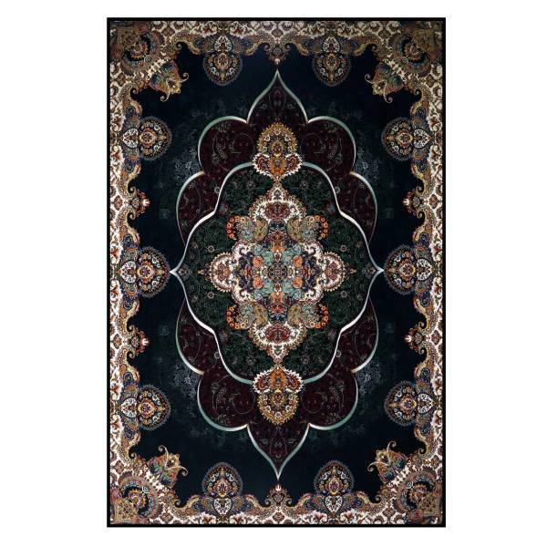 فرش ماشینی خاطره کویر کاشان طرح پانیذ سرمه ای کد0462