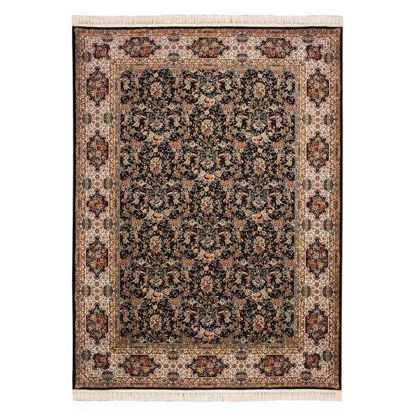 فرش ماشینی بزرگمهر طرح افشان کد FR130 زمینه سرمه ای