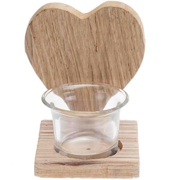 جاوارمری مدل قلب چوبی کد 12071، Wooden Heart Tealight Candlestick 12071