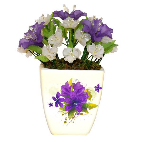 گلدان سرامیکی و گل های کریستال دست ساز سی دا کد CR01129b، Sida CR01129b Crystal Flower and Ceramic Pot