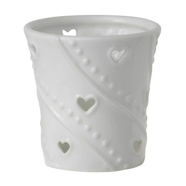 جاشمعی لیوانی ینکی کندل مدل قلب سفید، Yankee Candle White Heart Glass Candle Holder