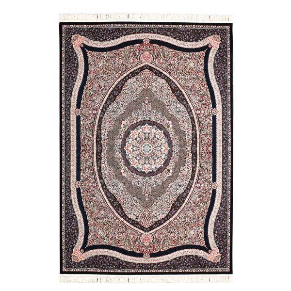 فرش ماشینی شاهرخ طرح ویهان کد FR72 زمینه سورمه‌ ای