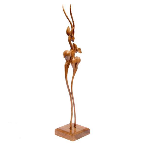 مجسمه چوبی دکو لایف طرح غزال های عاشق کد13694، Deco Wooden Statue Lucky Ghazal Lover