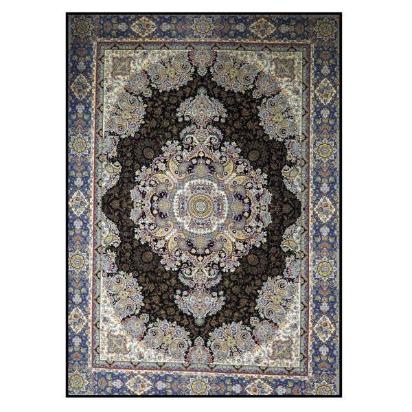 فرش ماشینی محتشم کاشان طرح مارگون قهوه ای کد 0469