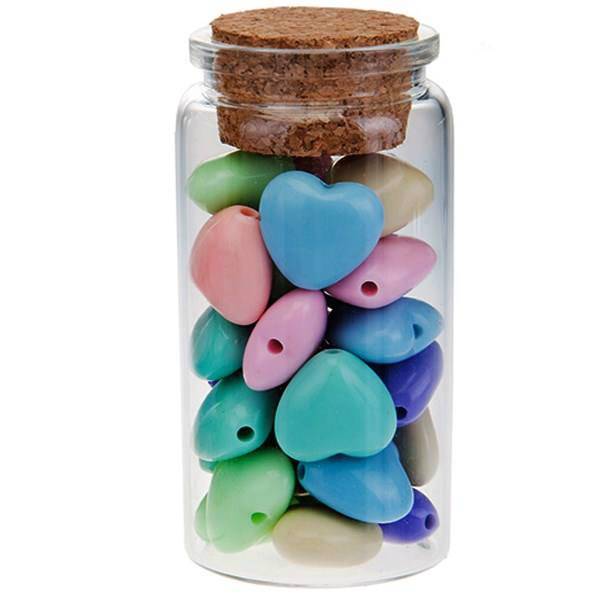 قلب 7 رنگ پلاستیکی داخل شیشه 491B، Plastic 7 Colors Heart In Glass 491B