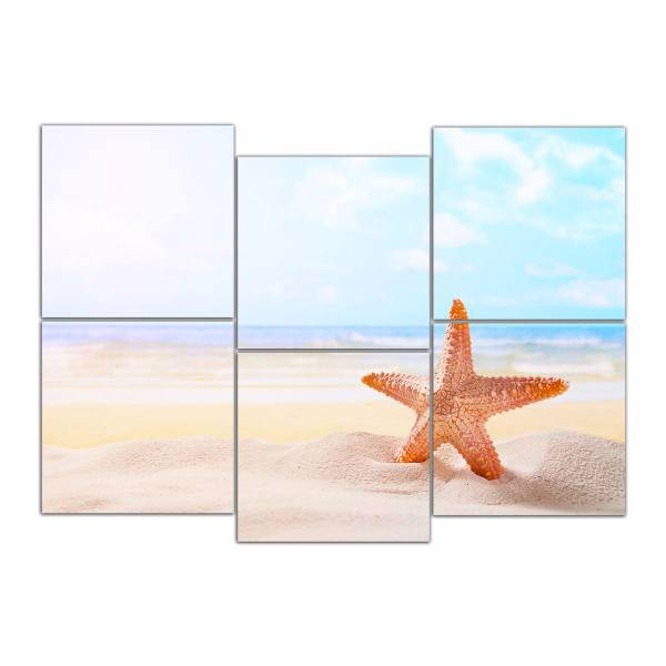 تابلو دیواری 6 تکه دکوگراف مدل Star کد 412 سایز 20x20 سانتی متر، DecoGraph Star 412 Wood Chassis Size 20x20 Cm