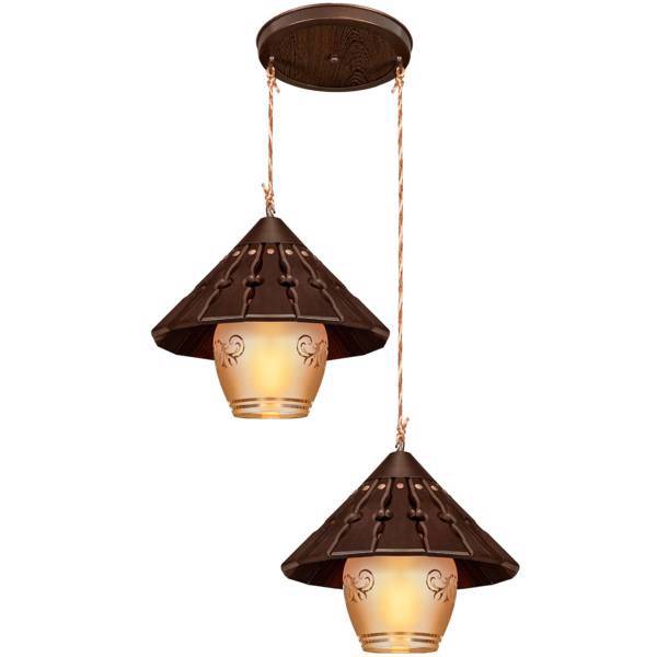 چراغ آویز دارکار مدل کلاه چینی 2 شعله کد 182، Darkar 182 Two Branches Kolah Chini Hanging Lamp