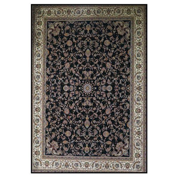 فرش ماشینی قیطران طرح پوری سرمه ای کد 0468