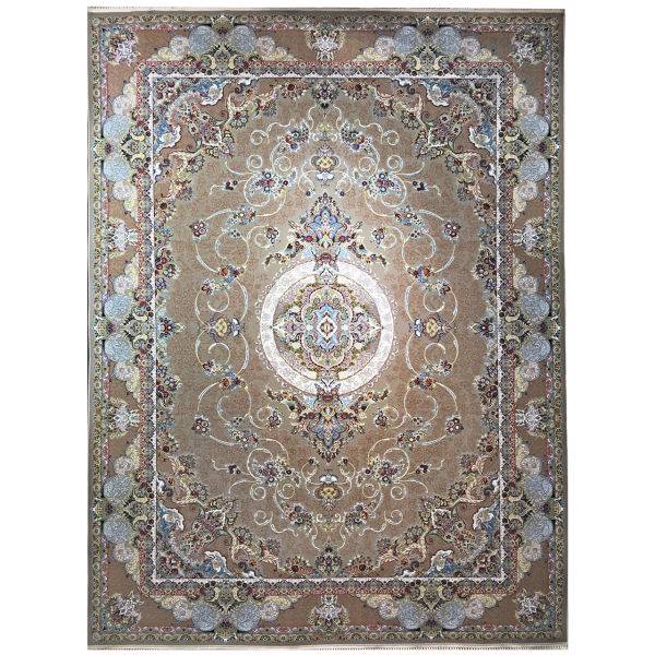فرش ماشینی عظیم زاده طرح شاندیز گل برجسته کد 9018