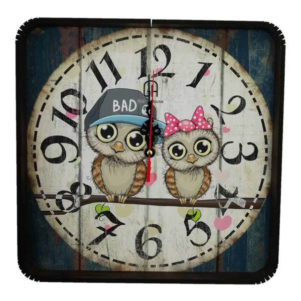 ساعت دیواری گلدن طرح جغد زوج کد 10010150