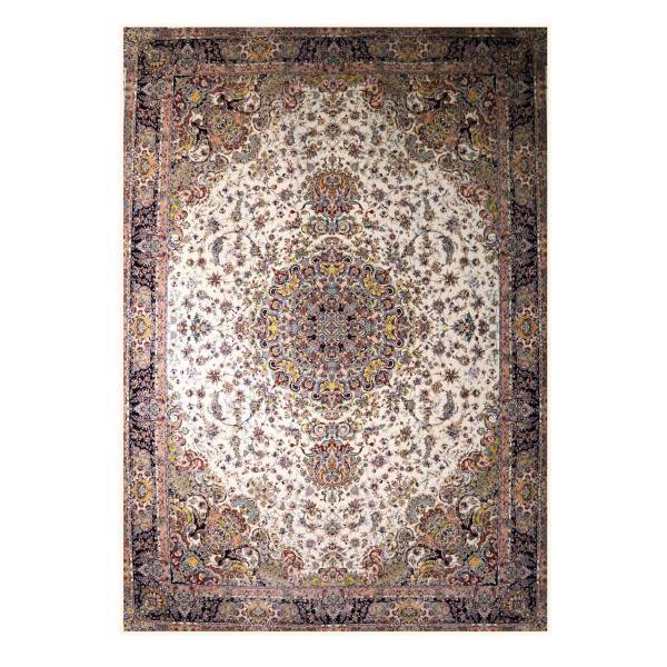 فرش ماشینی قیطران طرح ویدا کرم کد 0453