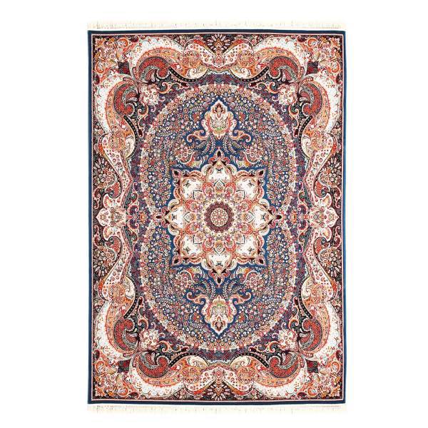 فرش ماشینی شاهرخ طرح چیچک کد FR42 زمینه آبی