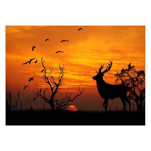 تابلو شاسی ونسونی طرح Deer And Sunset سایز 50 × 70 سانتی متر، Wensoni Deer And Sunset Chassis Size 50 x 70 Cm