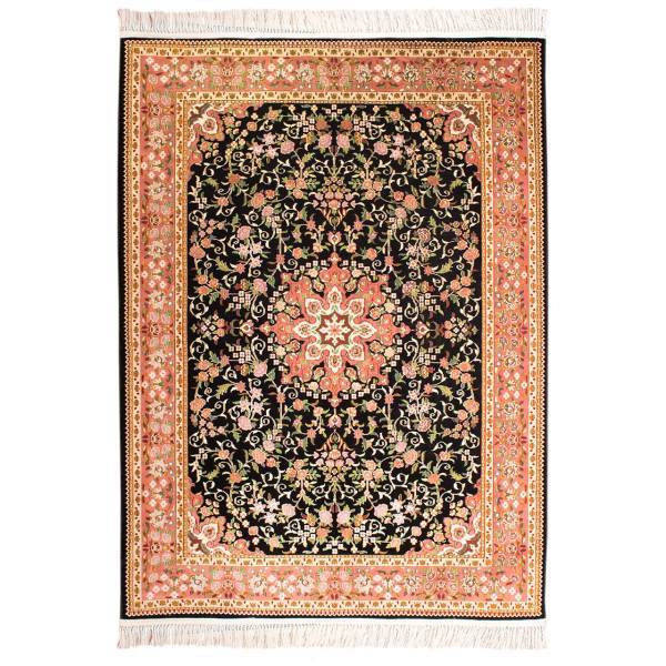 فرش ماشینی فرش کاشان طرح فخر عالم کد FSM42 زمینه مشکی