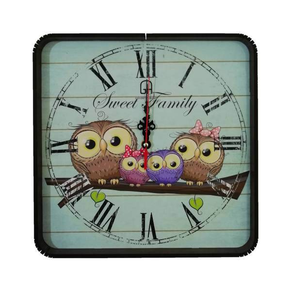 ساعت دیواری گلدن طرح خانواده جغد کد 10010142