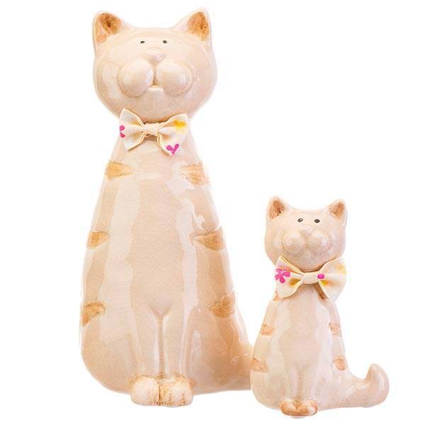 مجسمه گربه مودب با پاپیون 2 عددی، Polite Cat With Bow tie 2Pieces Statue