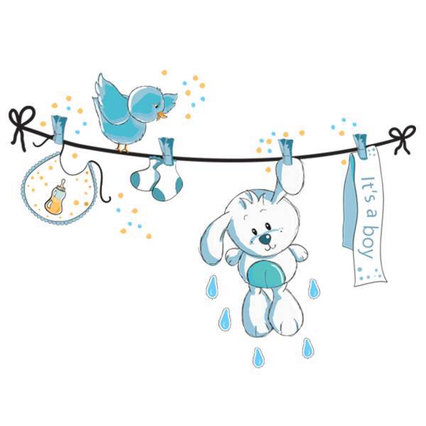 استیکر دیواری ژیوار طرح Cute Blue Bunny، Zhivar Cute Blue Bunny Wall Sticker