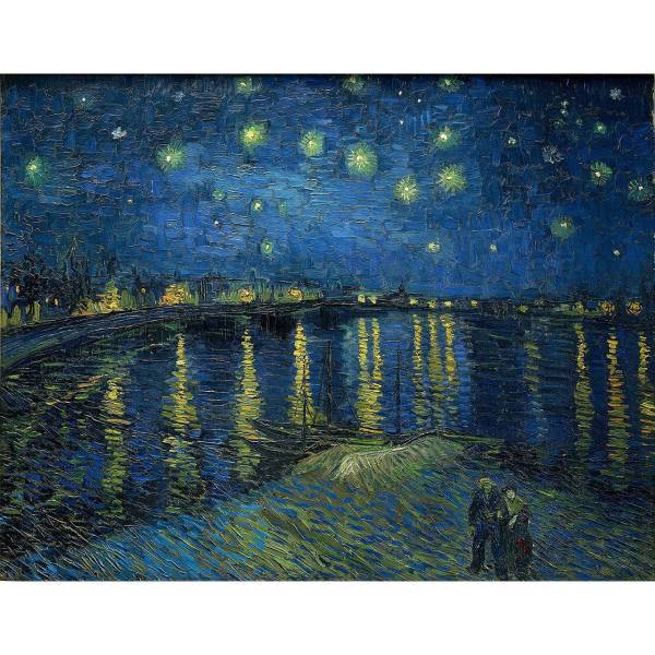 تابلو شاسی گالری هنری پیکاسو طرح شب پرستاره برفراز رن سایز 50x70 سانتی متر، Picasso Art Gallery The Starry Night Over the Rhone Chassis Size 50x70 CM