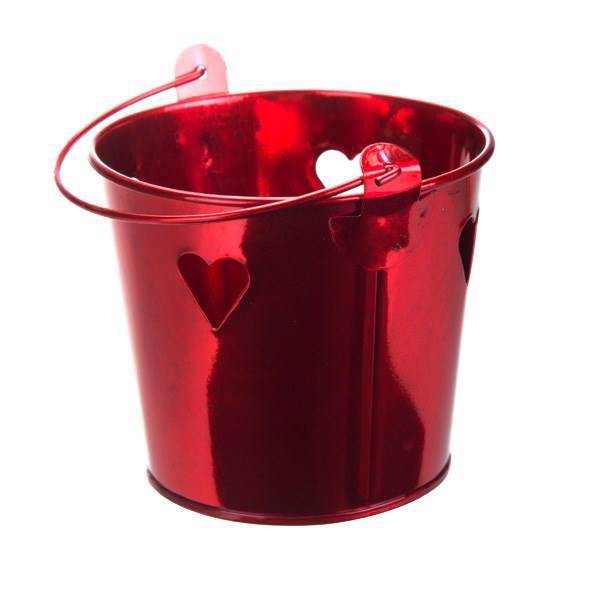 سطل دسته دار دکوری قرمز کد 197815، Red Bucket With Handle 197815