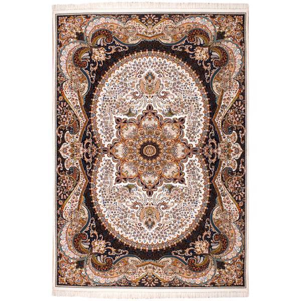 فرش ماشینی سرزمین فرش طرح چیچک زمینه کرم