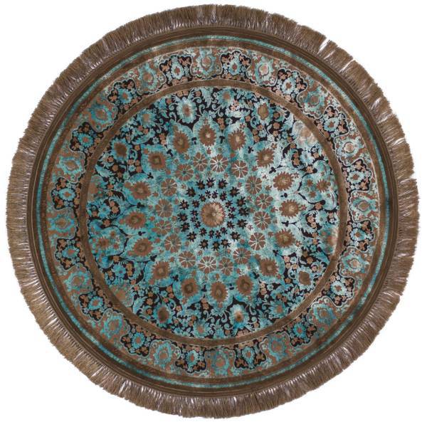 فرش ماشینی عرش طرح برین دایره زمینه آبی