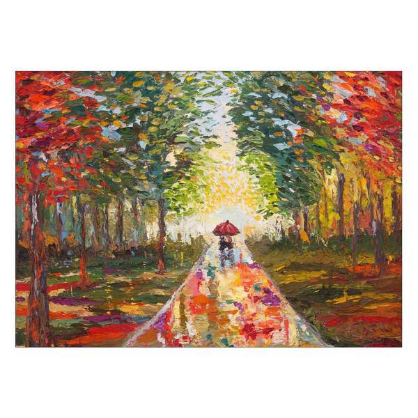 تابلو شاسی ونسونی طرح Lovers Walking in The Rain Painting سایز 50x70 سانتی متر، Wensoni Lovers Walking in The Rain Painting Chassis Size 50 x 70 Cm