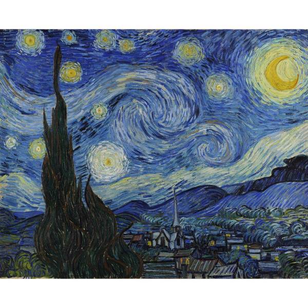 تابلو شاسی گالری هنری پیکاسو طرح شب پرستاره سایز 60x90 سانتی متر، Picasso Art Gallery Starry Night Chassis size 60x90 CM