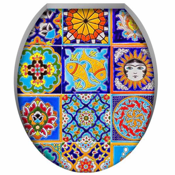 استیکر سه بعدی سرویس بهداشتی ژیوار طرح کاشی ایرانی، Zhivar Persian Tiles 3D Toilet Sticker