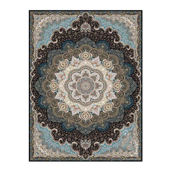 فرش ماشینی قیطران طرح گلپری سرمه ای کد0442