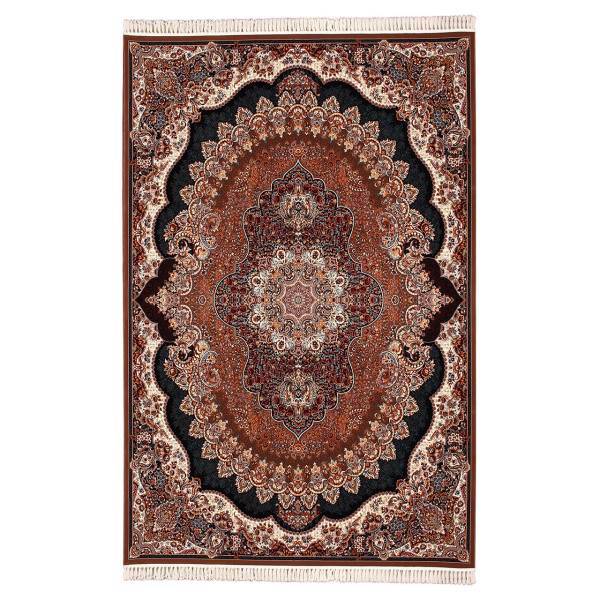 فرش ماشینی آنتیک طرح ارکیدکد FR92 زمینه گردویی