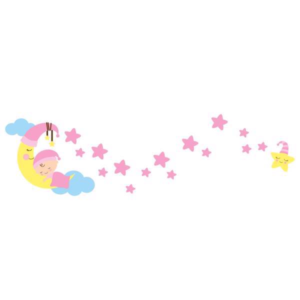 استیکر دیواری ژیوار طرح رویای پرستاره صورتی، Zhivar Pink Full Star Dream Wall Sticker