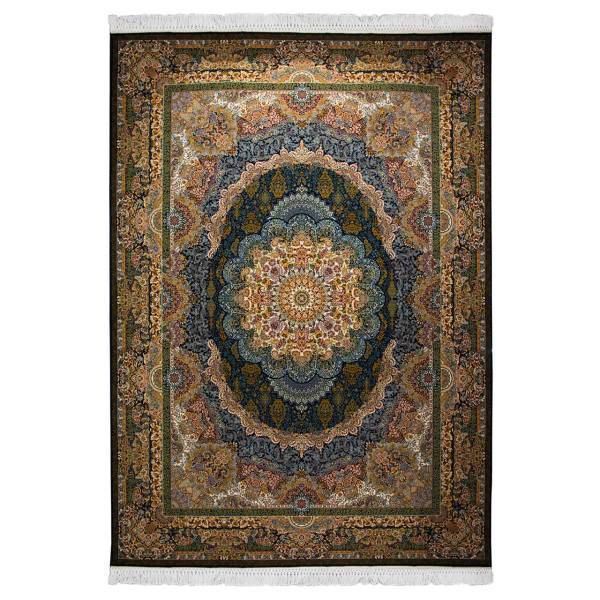 فرش ماشینی ساوین طرح ژینوس زمینه سرمه ای