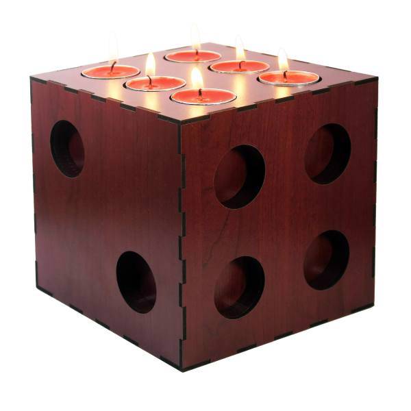 جاشمعی - شمعدان گالری چوب و شیشه مدل تاس کد 112503، Wood And Glass Gallery 112503 Dice Candlestick