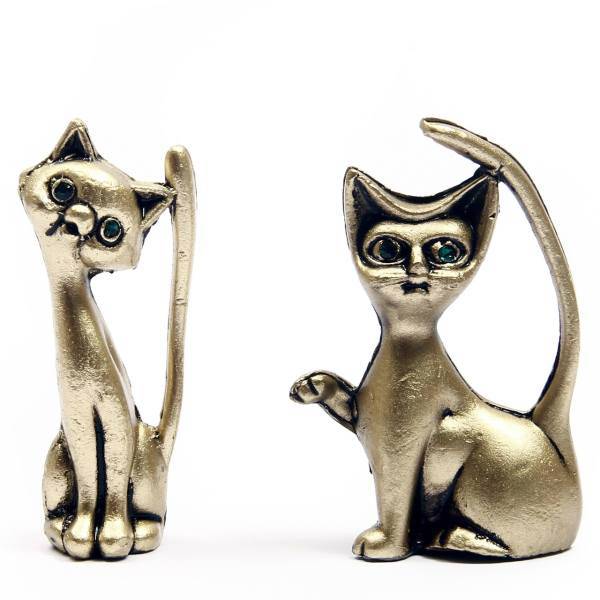 مجسمه گربه اشرافی و گربه ملوس آرت کن مدل MB1045 مجموعه 2 عددی، Art Kan MB1045 Metal Cat cats Aristocratic Cat