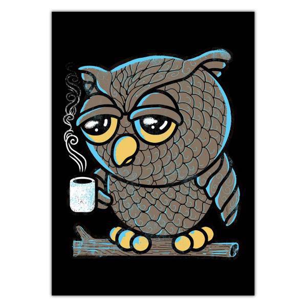 تابلوی ونسونی طرح Owl I want is Coffee سایز 30x40، Wensoni Owl I want is Coffee Chassis 30x40